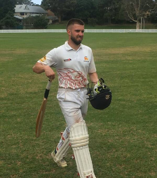 DELIGHTED: Tane Nunn walks off after hitting a century for Keira on Saturday. Picture: Cricket Illawarra
