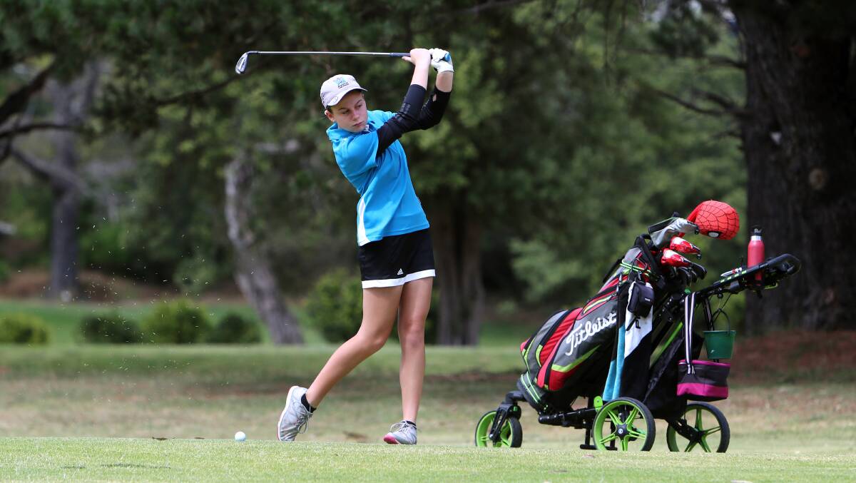 Selena Bosevski hits down the fairway during the Kiama Junior Masters Golf tournament last November. Picture: Sylvia Liber