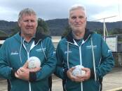 Triumph: Warilla's Brian Suckley and Jim McKenzie won the Woonona Over 50s Pairs tournament. Picture: Mike Driscoll