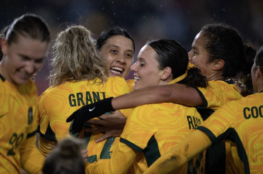 With the Women's World Cup just around the corner, it's full steam ahead for preparations for Matildas captain Samantha Kerr (centre) and teammates. Picture by Visionhaus/Getty Images