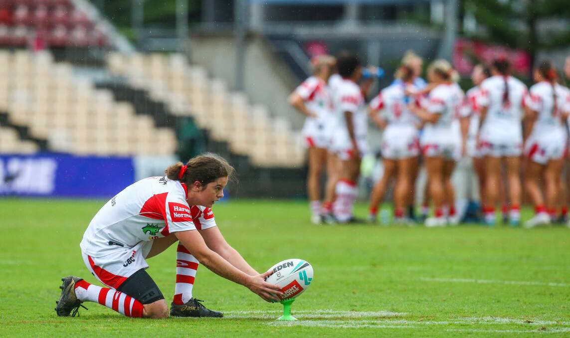 FOCUSED: Rachael Pearson lines up a conversion during a game in March. Picture: Wesley Lonergan