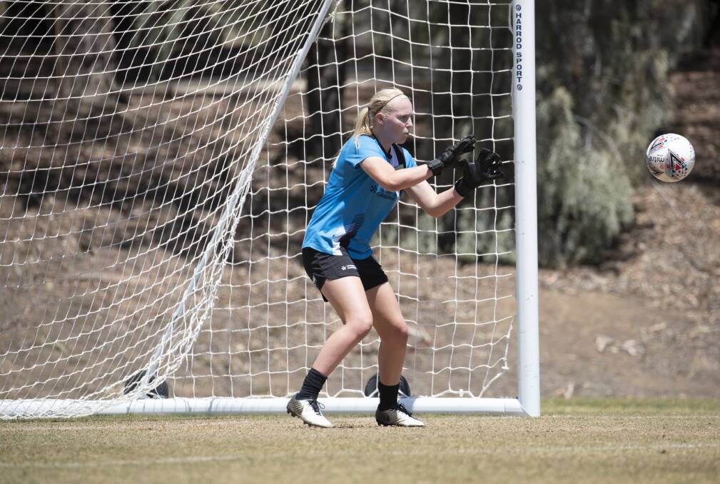 EYES ON THE PRIZE: Canberra United goalkeeper Sally James, 17, has signed with the Illawarra Stingrays for their 2020 season. Picture: Sitthixay Ditthavong