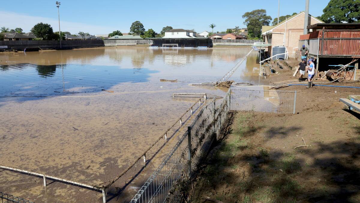 A fair section of Balls Paddock still remained under water on Sunday. Picture by Sylvia Liber
