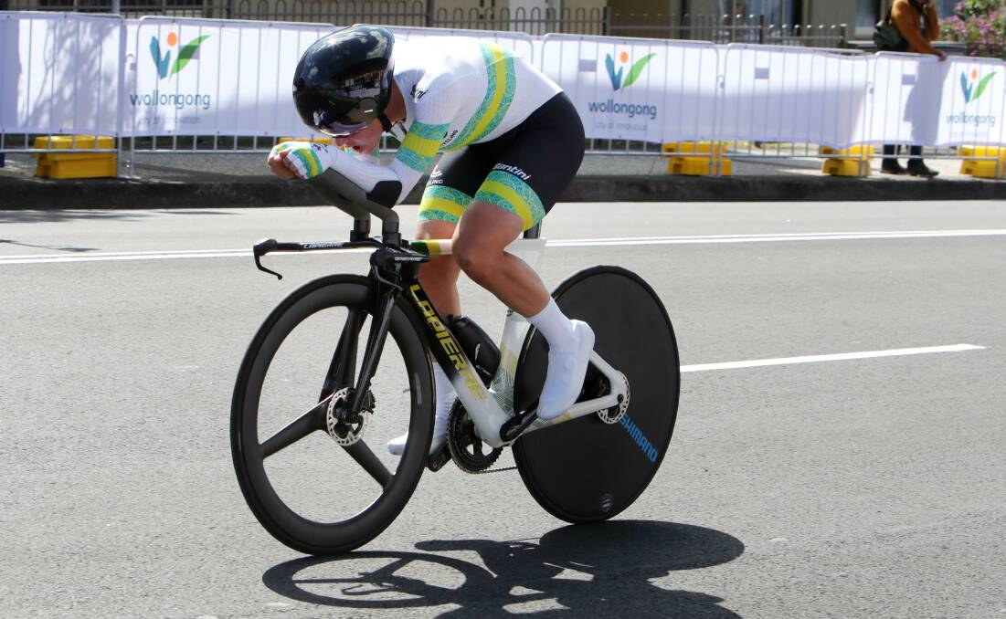 Australia's Grace Brown competes in the women's time trial on day one of the UCI World Championships in Wollongong. Picture by Sylvia Liber