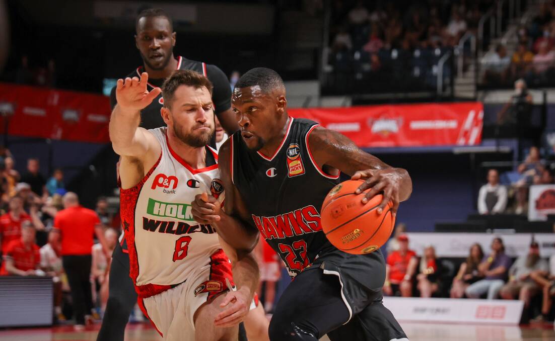Michael Frazier looks to provide drive in offence during the Hawks' recent clash with Perth. Picture by Wesley Lonergan