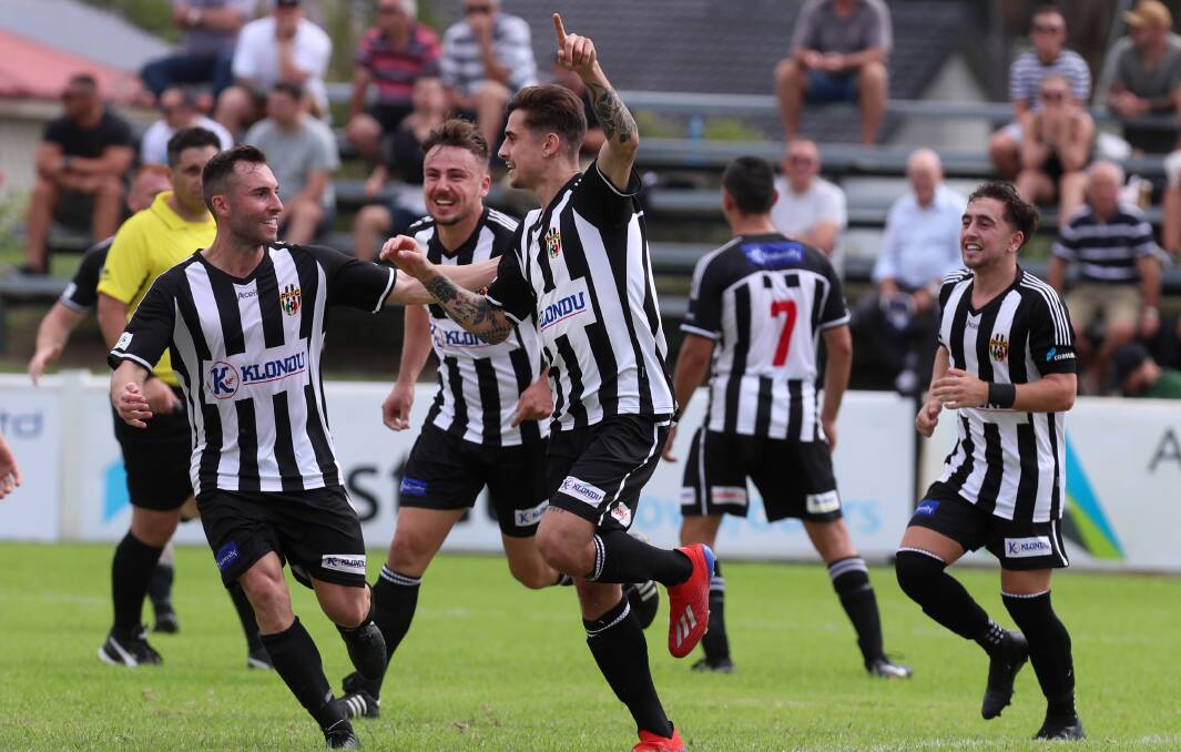 GREAT START: Bradley Acev celebrates after scoring the winner against Albion Park in 2019. It was Steven Dimitrievski's first game as Port Kembla's coach. Picture: Sylvia Liber