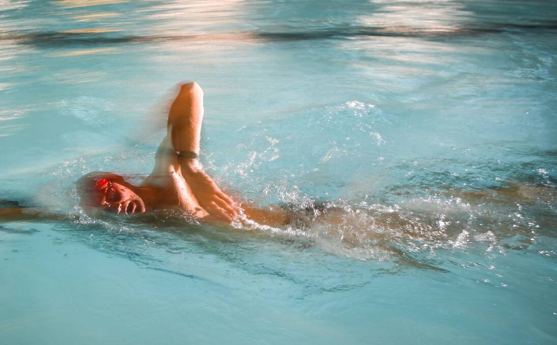WORK ETHIC: David McKeon training at his parents' swimming centre in Unanderra last year.