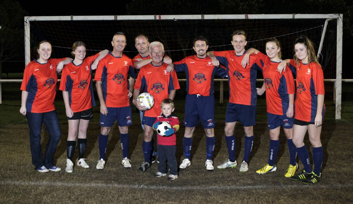 FAMILY: Peter Webster lines up with Kaitlin West and Zara, Craig, Cameron, Sonny, Neil, Jake, Sophie and Eliza Webster in 2015. Picture: Andy Zakeli