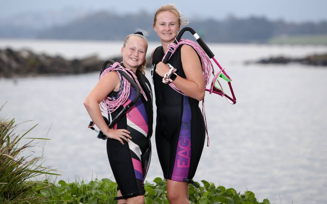 FEARLESS: Albion Park sisters Elle (11) and Charlotte (15) Keen prepare for their next barefoot water skiing adventure. Picture: Adam McLean