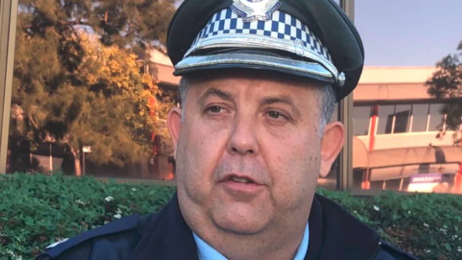 Detective Chief Inspector Michael Moroney speaks to media about the death of an 18-year-old man following a brawl at an Ingleburn house party. Picture: Angus Thompson