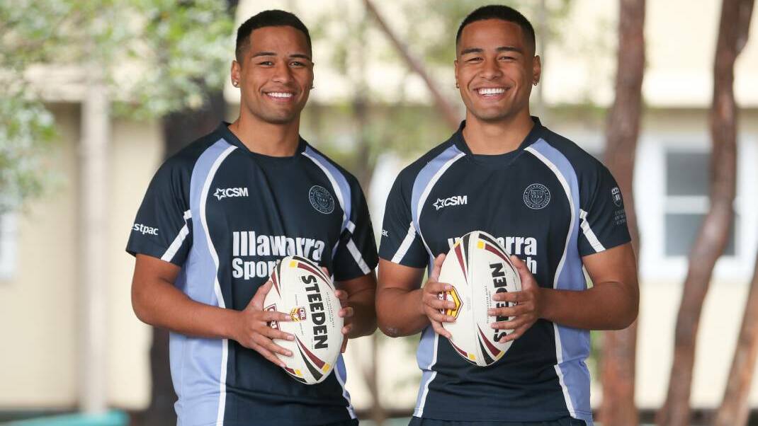 Emerging superstars: Illawarra Sports High students Matthew (left) and Max Feagai. Picture: Adam McLean