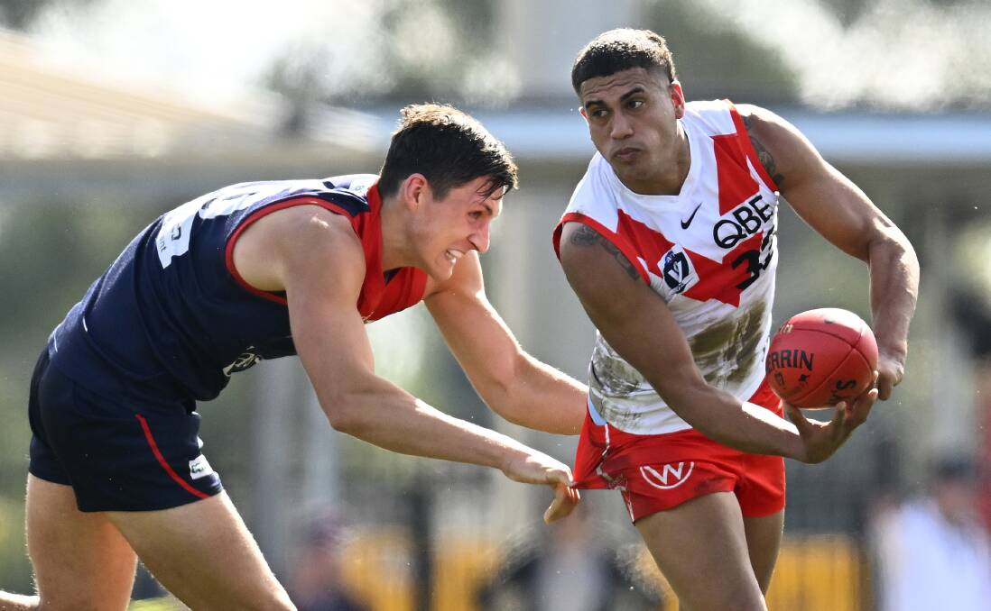 James Bell in action for the Sydney Swans in the Victorian Football League last August. Picture by Quinn Rooney/AFL Photos/via Getty Images