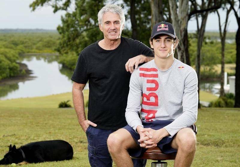 Jack Doohan, pictured here with famous dad Mick, in 2021 when he represented Red Bull.