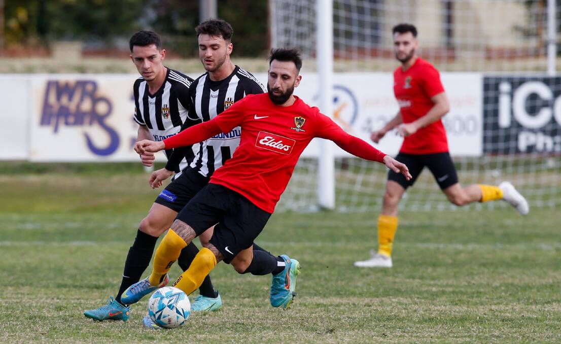 Action from Port Kembla's 1-1 draw with Coniston at Wetherall Park. Pictures: Anna Warr