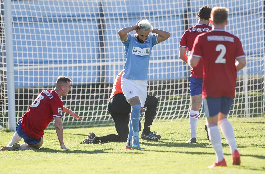 DISAPPOINTING: Wollongong Olympic's Van Elia reacts after missing a shot against Albion Park earlier this season. Picture: Adam McLean