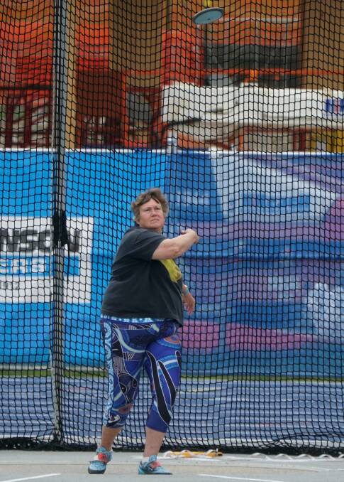 Adriana van Bockel competing at the Australian Masters Winter Throws Competition in Brisbane. Picture by Jill Taylor
