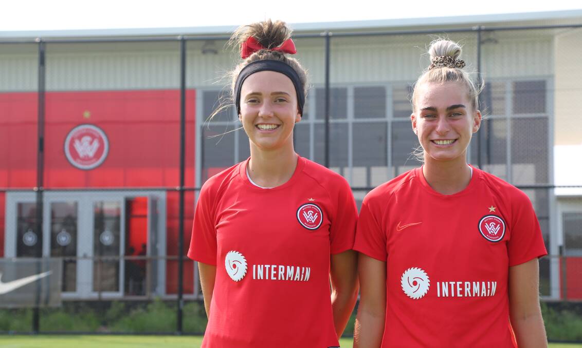 THRILLED: Chloe Middleton and Danika Matos have signed full-time with the Western Sydney Wanderers W-League team. Picture: WS Wanderers