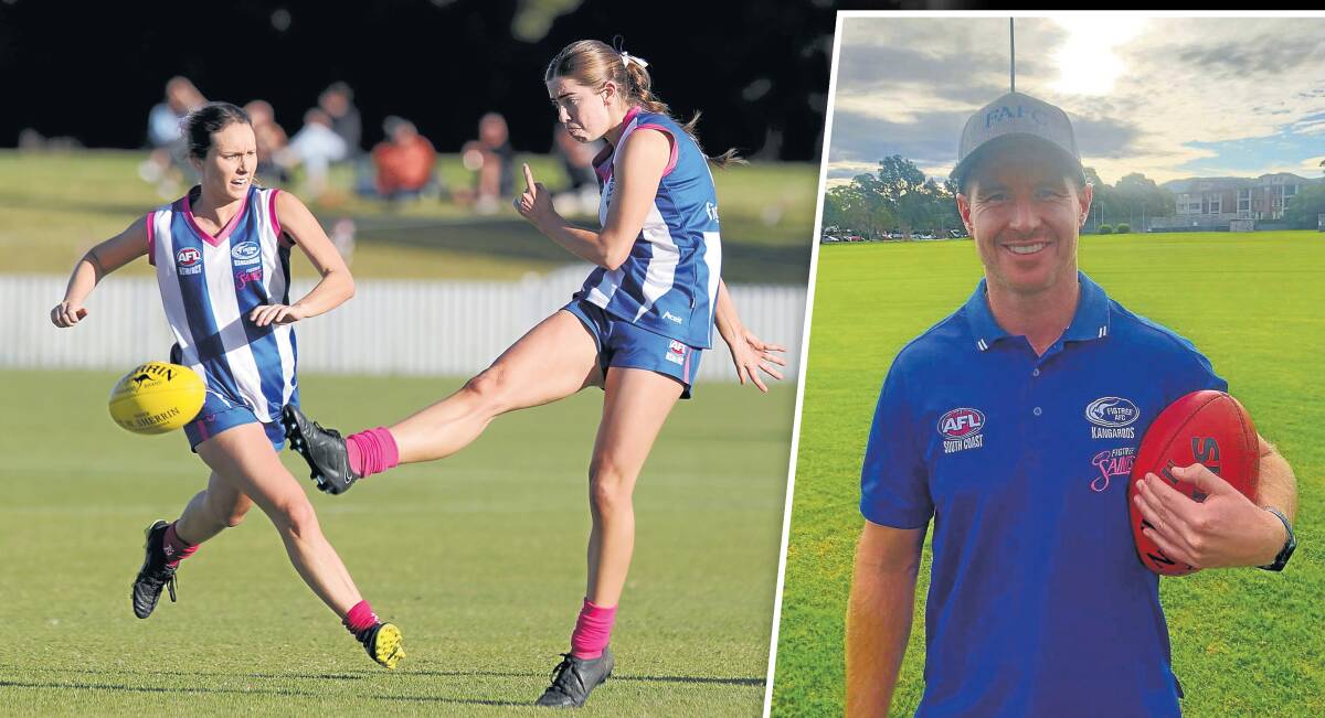 Kyle Emley (inset) is thrilled to be unveiled as the Figtree Saints new head coach for the 2024 AFL South Coast season. Pictures by Anna Warr and Figtree AFL