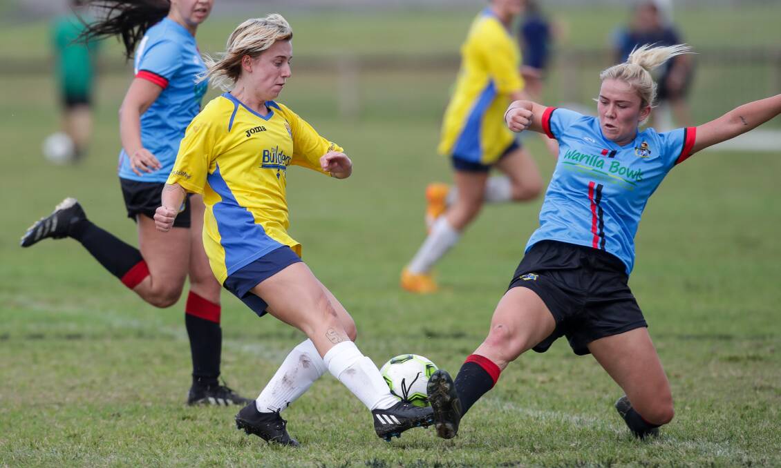 UOW's Lilliana Clark (left) and Shellharbour opponent Maggie Page battle for possession during a game last year. Picture by Adam McLean