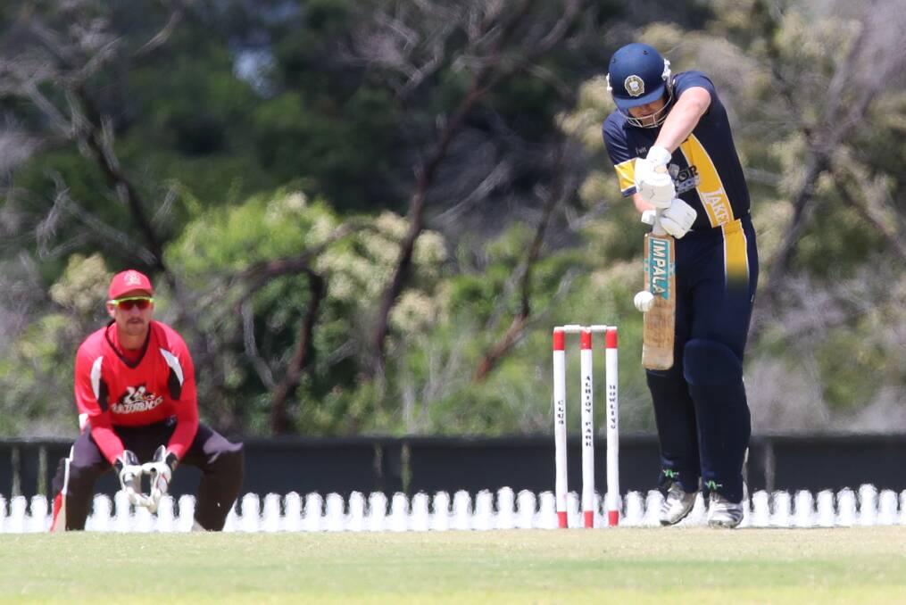 FOCUSED: Ryan Maguire, pictured here batting in a one-dayer earlier this season, will resume his innings for Lake Illawarra on Saturday. Picture: Sylvia Liber
