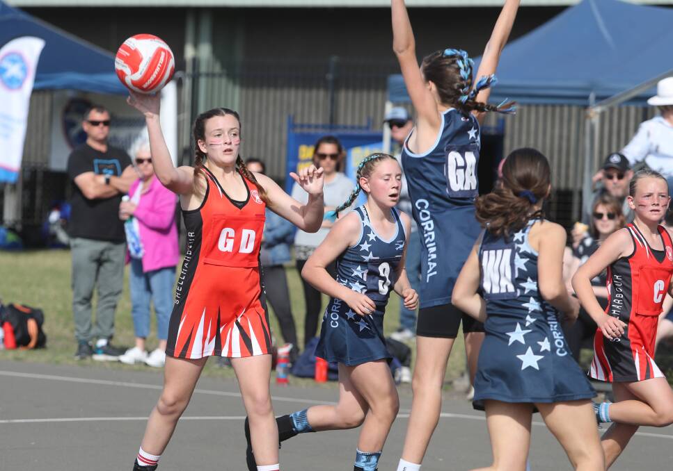 WAITING: Shellharbour's Charlotte Fort passes the ball. Picture: Robert Peet