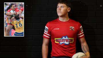 Illawarra Steelers young gun Leeroy Weatherall hopes to follow in his sister Maddi's (inset) footsteps and play with the Dragons. Pictures by Adam McLean and Sylvia Liber
