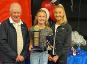 DELIGHT: Olympian Jessica Hull (right) with founding Albion Park Little Athletics Club president Ian Hatfield and long distance runner Chelsea Nichol. Picture: Skye York