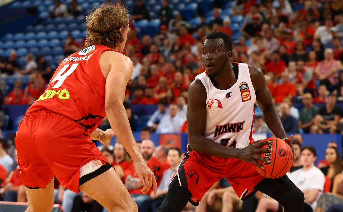 IN FOCUSED: Hawks marquee man Deng Adel is likely to return from a calf injury for Thursday night's clash with the Bullets. Picture: Getty Images