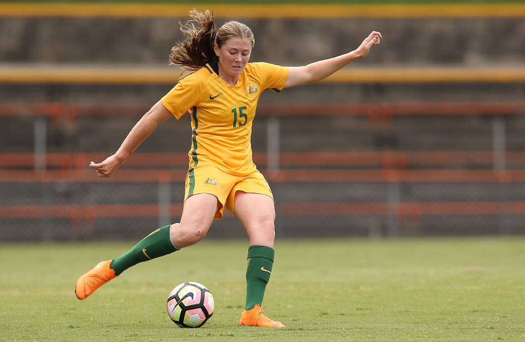 HUNGRY: Sheridan Gallagher in action for the Young Matildas in 2018. Picture: Jason McCawley/Getty Images