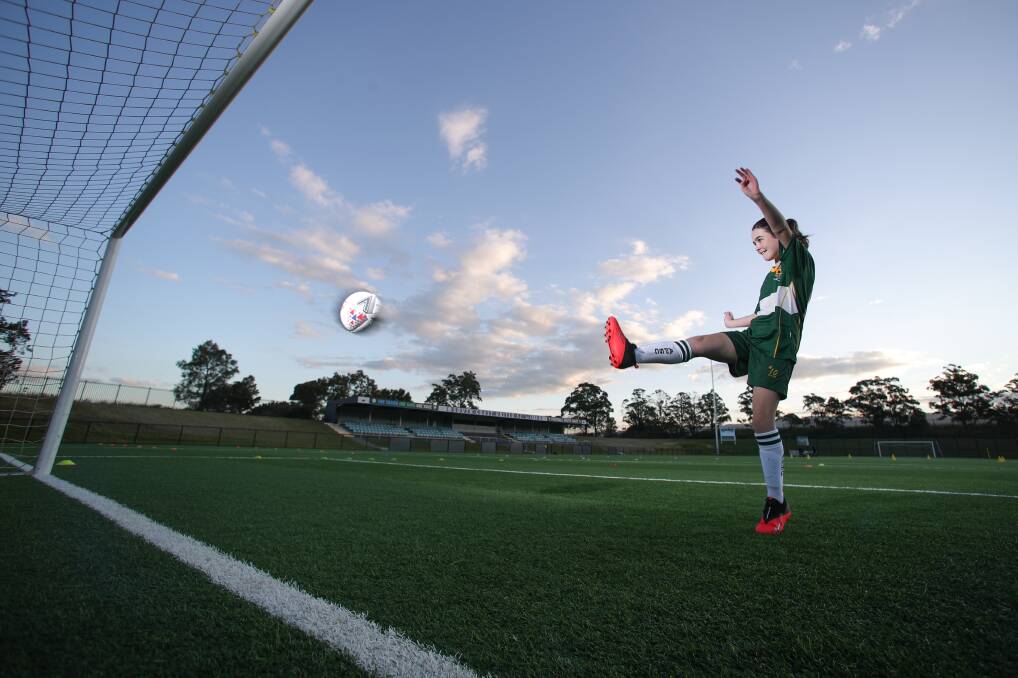 ON TARGET: Albion Park's Charli Sciberras, 10, shoots for goal at Ian McLennan Park. Picture: Adam McLean