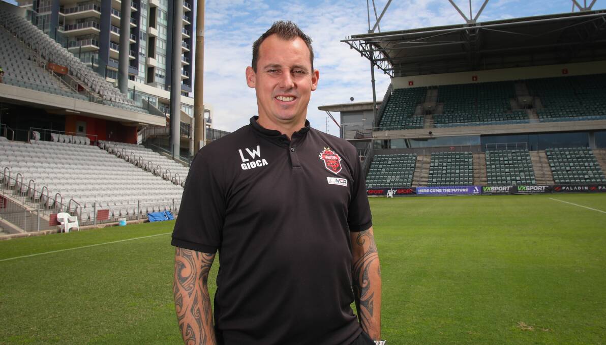 EXCITED: Wollongong Wolves coach Luke Wilkshire at WIN Stadium ahead of Wednesday night's game. Picture: Wesley Lonergan