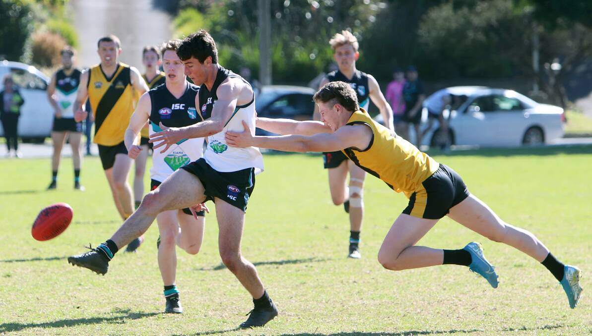 Action from Kiama's victory over Northern Districts in the AFL South Coast's Men's Premier Division at Bonaira Oval on Saturday. Pictures: Sylvia Liber