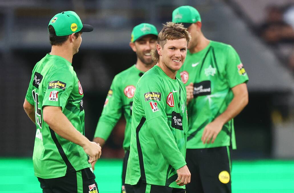 HAPPY DAYS: Adam Zampa celebrates a wicket with his Stars teammates during the Big Bash League at the Melbourne Cricket Ground. Picture: Mike Owen/Getty Images