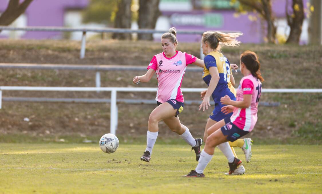 DETERMINED: Danika Matos chases after the ball. Picture: Anna Warr