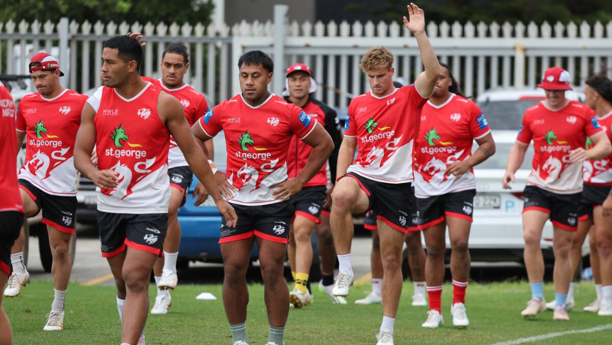 Dragons players are run through their paces during a recent training session at WIN Stadium. Picture by Robert Peet