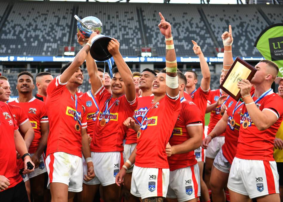 DELIGHT: Illawarra Steelers players celebrate their 2019 SG Ball grand final triumph. Picture: NRL Imagery