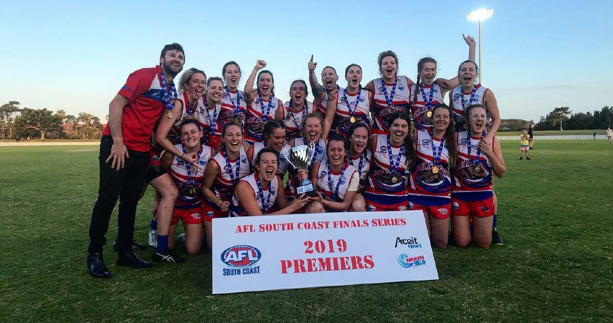 ECSTATIC: The Wollongong Bulldogs celebrate after winning last year's AFL South Coast Women's Premier Division title. Picture: AFL South Coast