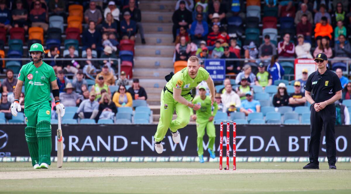 GREEN MACHINE: Sydney Thunder all-rounder Nathan McAndrew has been in red-hot form with the ball. Picture: Sitthixay Ditthavong