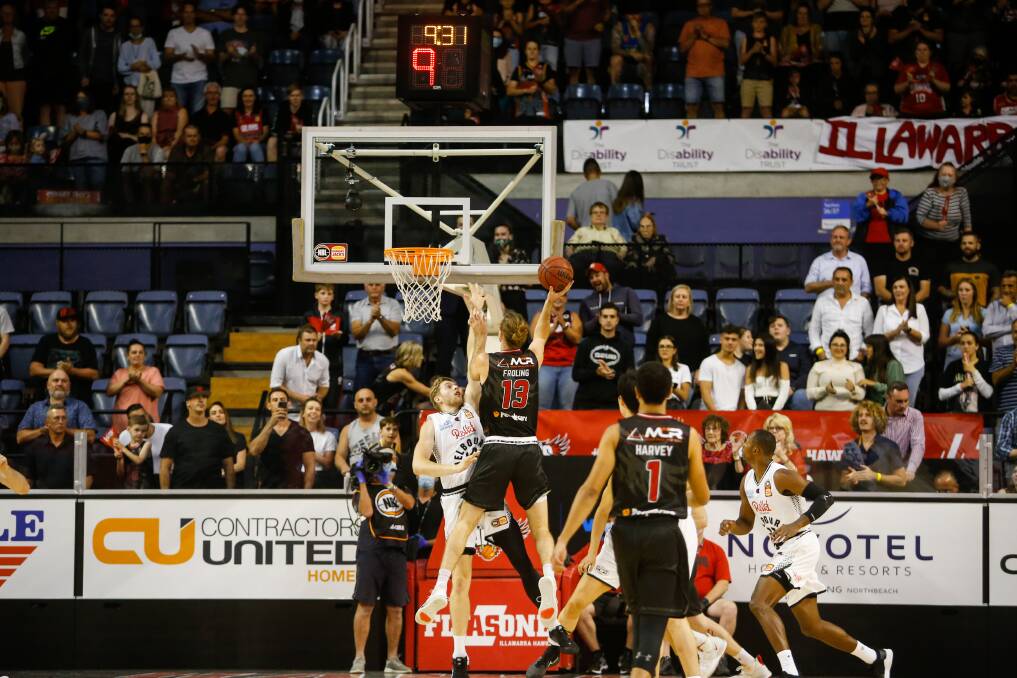 EYES ON THE PRIZE: Sam Froling of the Hawks goes up for the dunk in front of the Illawarra faithful during a game in February. Picture: Anna Warr