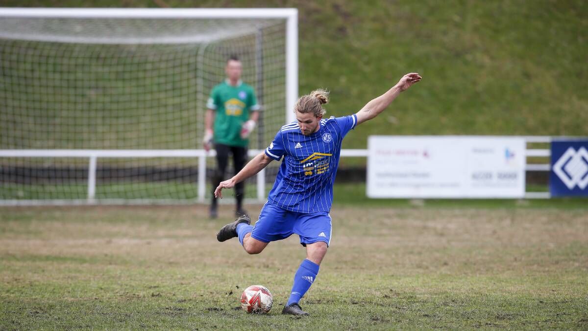 Action from Bulli's 2-0 win over the Blueys at Balls Paddock in the Illawarra Premier League. Pictures: Anna Warr
