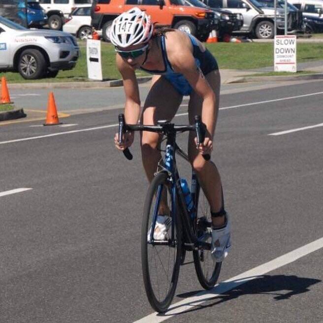 FOCUSED: Jacinta Cliff during the cycling leg at a triathlon event. Picture: Vanessa Cliff