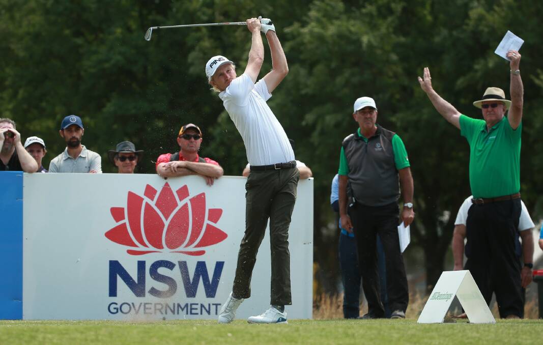 FOCUSED: Shellharbour golfer Travis Smyth drives down the fairway during the NSW Open. Picture: Dave Tease/Golf NSW