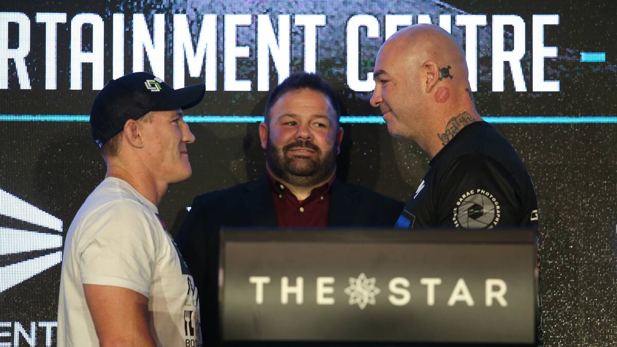SET TO RUMBLE: Lucas Browne and Paul Gallen are revved up for Wednesday night's heavyweight battle at the WEC. Picture: No Limit