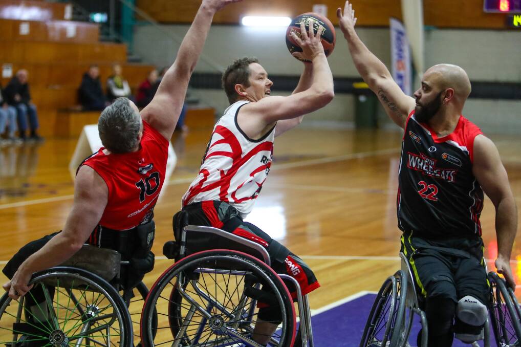 ON TARGET: Roller Hawks captain Brett Stibners prepares to shoot in May. Picture: Adam McLean