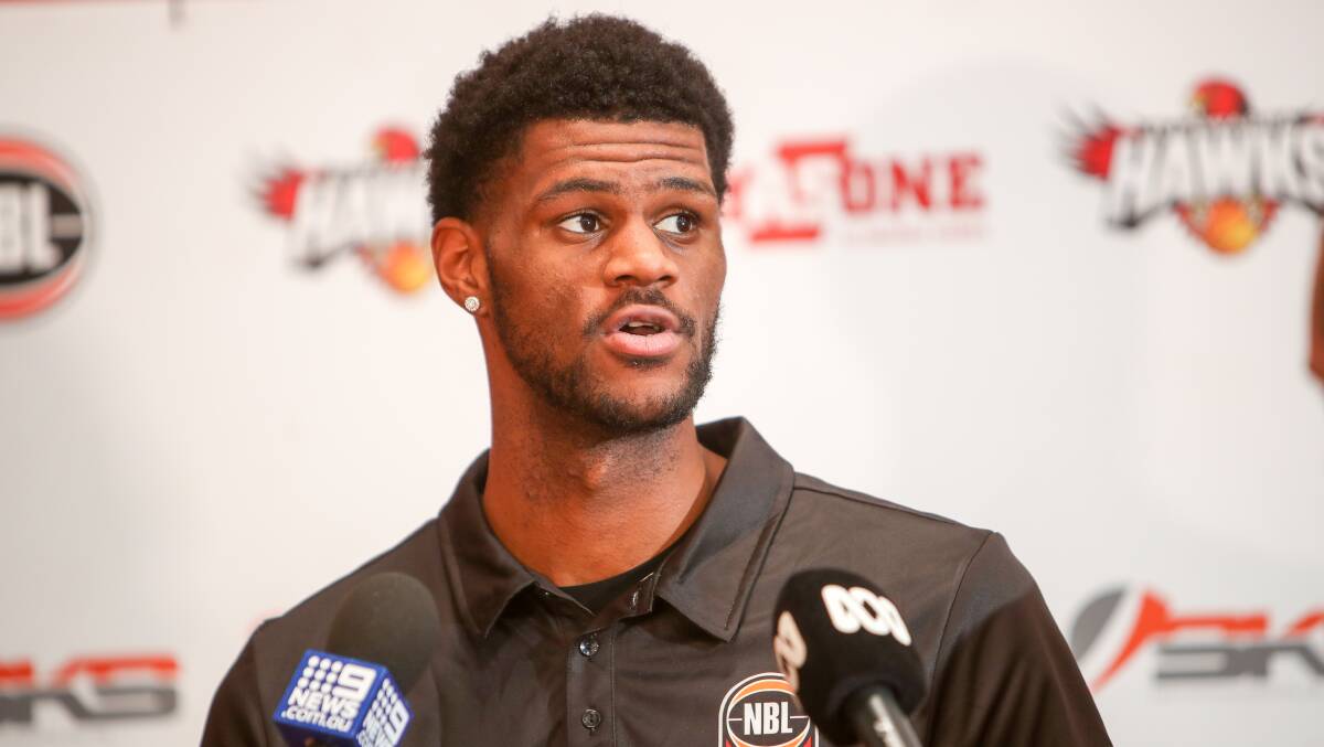 Billy Preston fronts the media after signing with the Illawarra Hawks earlier this month. Picture: Adam McLean