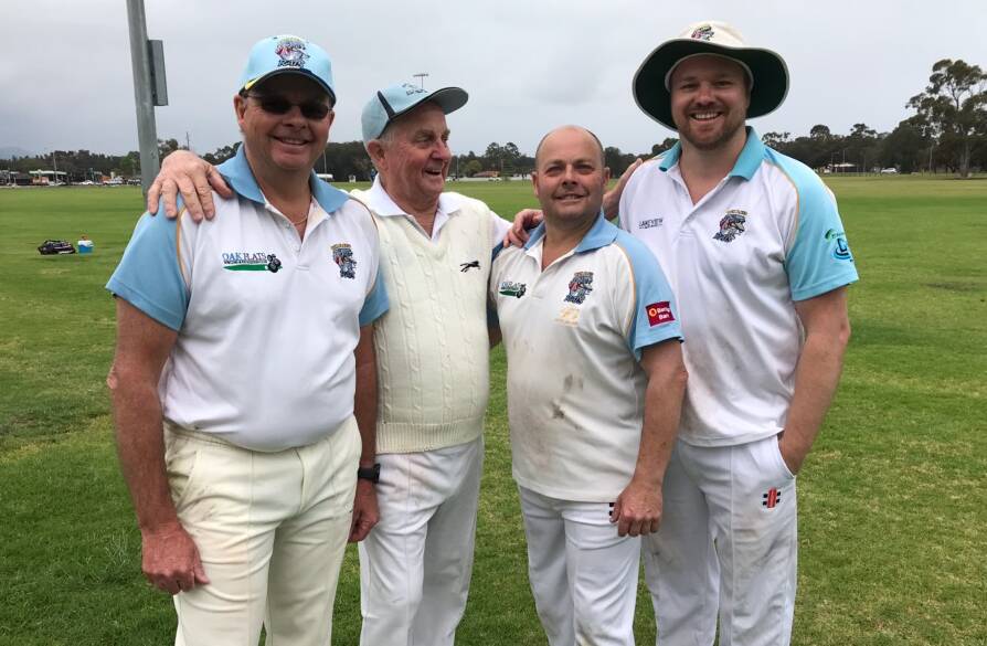 STICKING TOGETHER: Brian, Tom, Terry and Greg Heapy all play for the Oak Flats third grade cricket side.