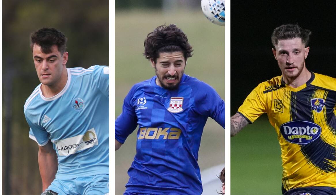 Former Wollongong Olympic player Jason Pappas (left) and ex-Sydney United 58 star Yianni Perkatis - as well as established Flame talent Matthew Mazevski (right) - shape as key figures for the South Coast side this year. Pictures by Sylvia Liber, Adam McLean and @gragrapix