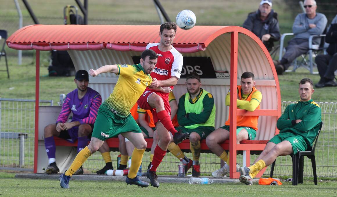 Wolves player Guy Knight kicks the ball during a NPL contest against Mt Druitt in August 2020. Picture: Robert Peet