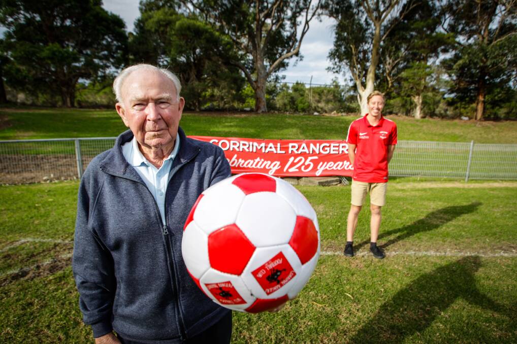 AT HOME: Jimmy Jenkins was the Corrimal Rangers' eldest living life member. He is pictured here with James Walker in 2016. Picture: Georgia Matts