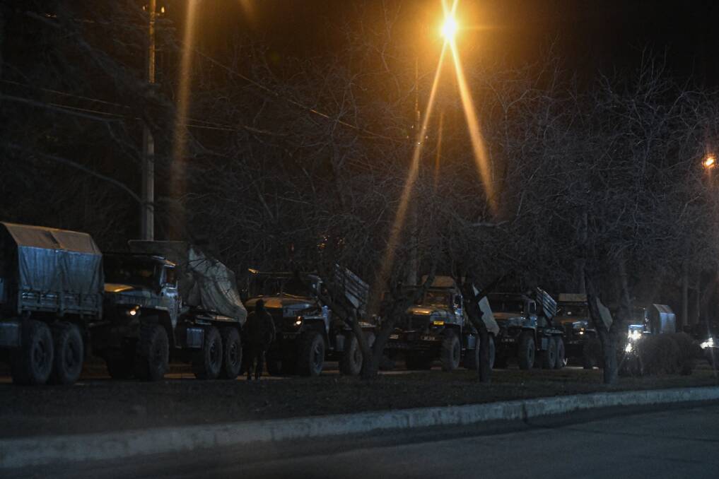 War: Russian military tanks and armored vehicles advance in Donetsk, Ukraine. Picture: Anadolu Agency via Getty Images